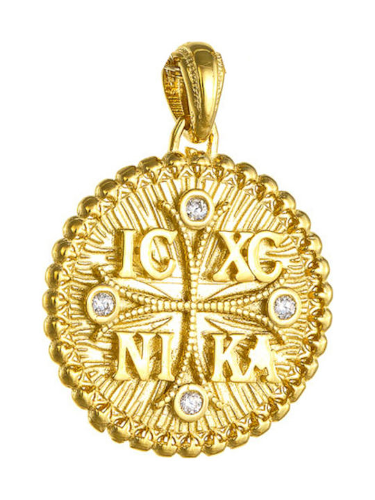 Charm Sf. Constantin și Elena cu Pietre, Aur 14k, Față-Verso