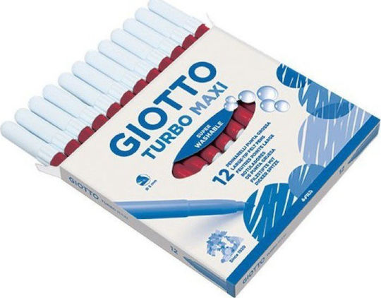 Giotto Turbo Maxi Κόκκινοι Μαρκαδόροι Ζωγραφικής Χονδροί Σετ 12τμχ