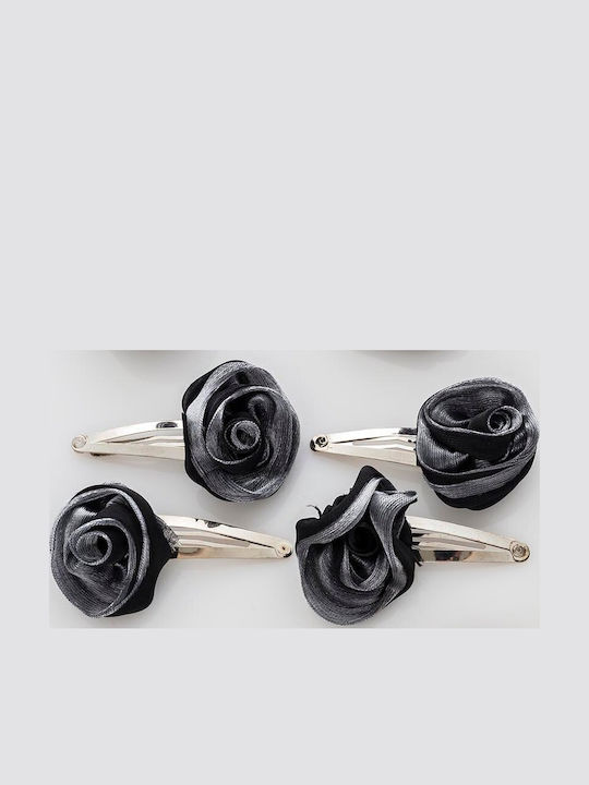 Υφασμάτινο Kids Hair Clip Flower in Gray Color