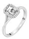 Rose Cut Moissanite & Diamond Ring White Gold 18K P-70513 White Gold K18
