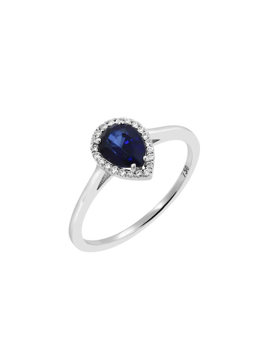 Ring Rosette Sapphire & Diamonds White Gold K18 P-70766 White Gold K18