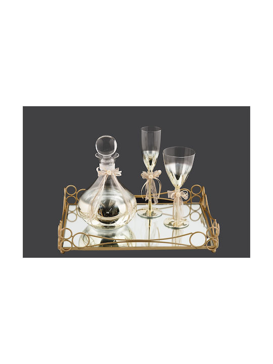 La Vista Wedding Carafe Set with Wine Glass Gold 2pcs