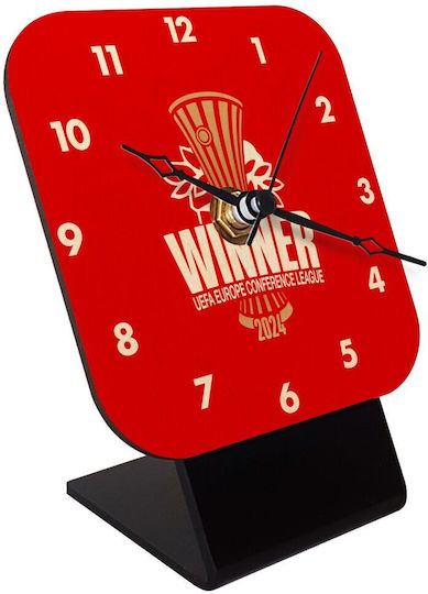 Koupakoupa Europa Conference League Winner Wooden Tabletop Clock KP 24756 Clock Desk Square Wood