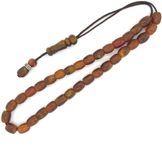 Kompologadiko Horn Worry Beads with 33 Beads Brown