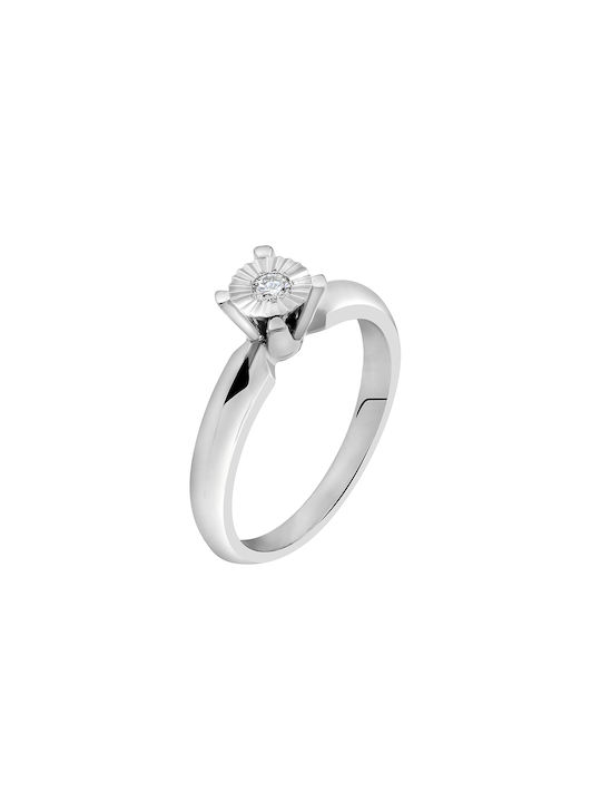 Single Stone Ring made of White Gold 18K with Diamond