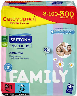 Septona Dermasoft Chamomile Baby Wipes without Alcohol & Parabens 3x100pcs