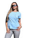 Boutique Γυναικεία Μπλούζα Βαμβακερή Γαλάζια