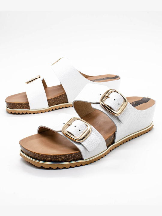 Take Me Leather Women's Flat Sandals Anatomic in White Color