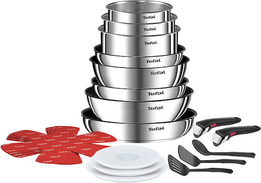 Tefal Ingenio Emotion Cookware Set Made of Stainless Steel Silver with Non-Stick Coating 8 Pieces