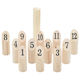 Set de joc Kubb cu 13 piese și husă de transport din lemn de pin solid