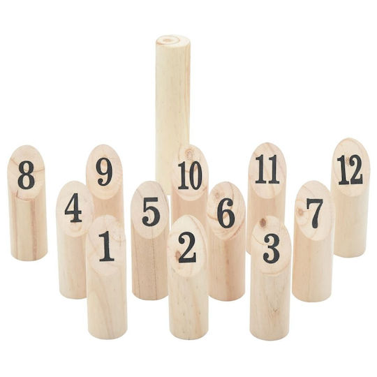 Set de joc Kubb cu 13 piese și husă de transport din lemn de pin solid