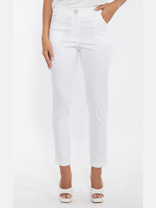 Donna Martha Femei Bumbac Pantaloni WHITE