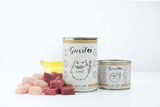 Gussto Wet Food for Cats in Cans with Rabbit and Calf 200gr