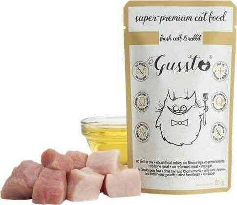 Gussto Wet Food for Adult Cats in Pouches with Calf and Rabbit 85gr