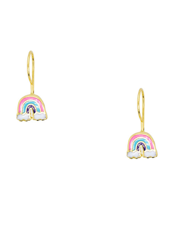 Gold Kids Earrings Rainbow K14