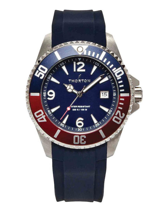 Thorton Arkyn Ανδρικό Ρολόι 44mm Μπαταρίας με Μπλε Καουτσούκ Λουράκι