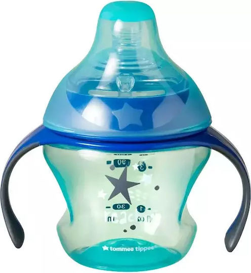 Tommee Tippee Transition Cup Educational Sippy Cup Plastic with Handles Blue stars for 4m+m+ 150ml