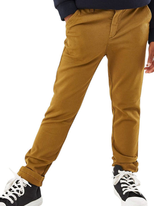 Kids' Chino Fabric Pants Golden Brown