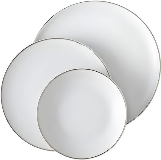 Emfasi Boss Coupe Platinum Silver Porcelain Dinnerware Set 72pcs