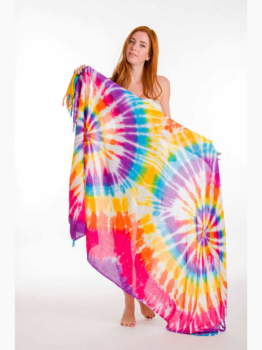 Pareo with Print with Print and Fringes Colorful