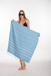 Beach Towel Pestemal Throw Crossed 300gr 180 X 100 Cm Turquoise 2207-04