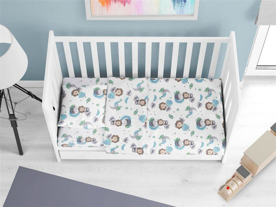 Dimcol Baby Bettlaken Bebe Lion Himmelblau 120x160cm