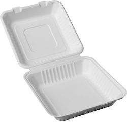 Clamshell Food Container Sugarcane 1 Compartment 23x23cm Set of 100 Tg478878