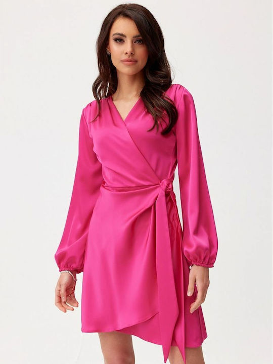 Roco Fashion Mini Βραδινό Φόρεμα Σατέν Ροζ