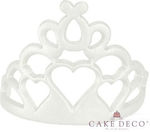 White Heart Crown Cake Topper