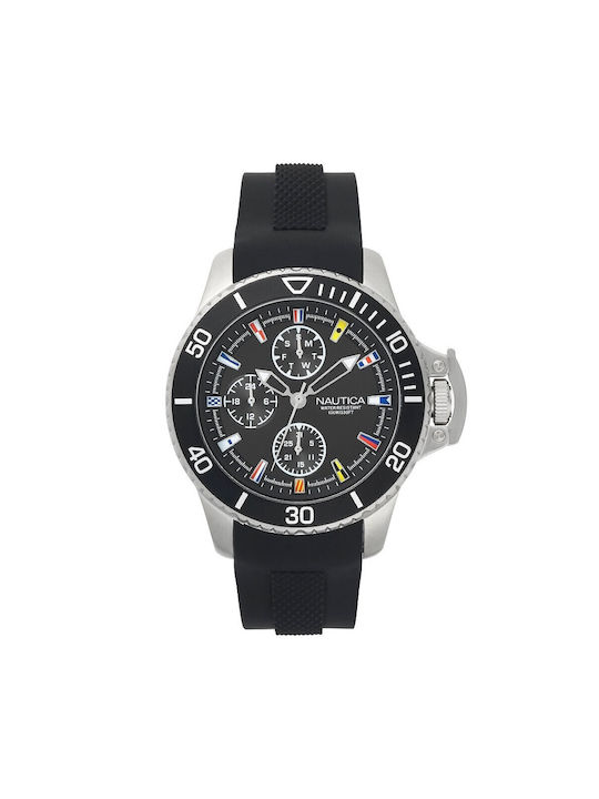 Nautica Watch Battery with Black Rubber Strap