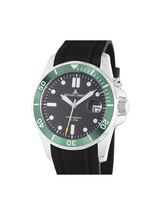 Jacques Lemans Hybromatic Watch Battery with Black Rubber Strap