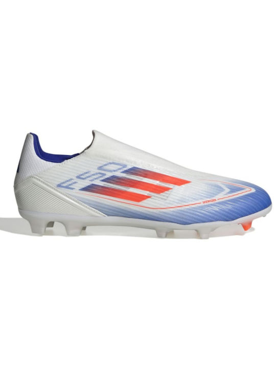 Adidas F50 League FG/MG Low Football Shoes with Cleats Cloud White / Solar Red / Lucid Blue