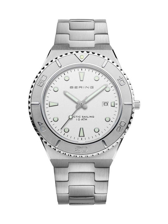 Bering Time Classic Sport Ανδρικό Ρολόι 40mm Μπαταρίας με Ασημί Μεταλλικό Μπρασελέ