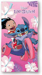 Dimcol Πετσέτα Θαλάσσης Quick Dry Disney Home Lilo & Stitch 08 70x140 Pink 100% Microfiber