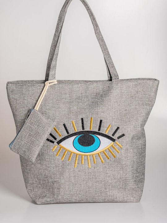 Beach Bag from Canvas with design Eye Gray