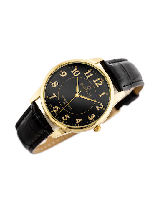 Perfect Watch Battery with Black Leather Strap