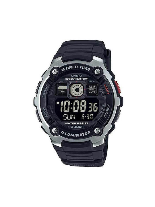 Casio Collection Digital Watch Battery with Gray Rubber Strap