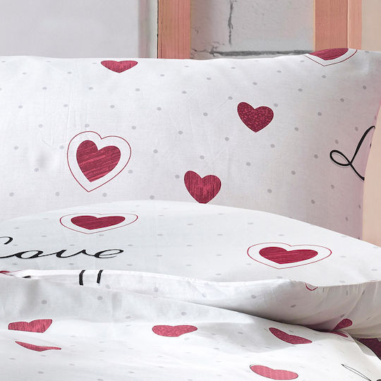 Dimcol Eros Pillowcase with Envelope Cover 301 White-red 50x70cm.