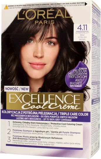 L'Oréal Professionnel Excellence Cool Creme Βαφή Μαλλιών 4.11 Ultra Ash Braz 75ml