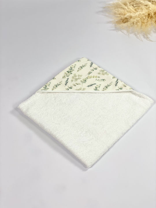 Velvet White Baby Bath Towel Hooded 70x70cm