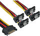 Inline Sata Stromkabel 4x Sata Verbunden Winkel Snaps Bei 0,15m Enden 29683v