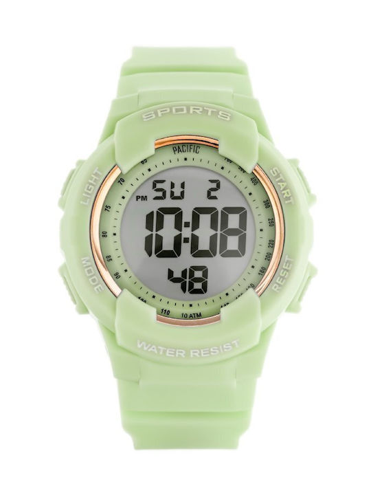 Pacific Watch with Green Rubber Strap