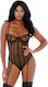 Forplay Forplay Caged In Love Just Teddy Bodysuit Sexy Κορμάκι με Διαφάνεια Μαύρο