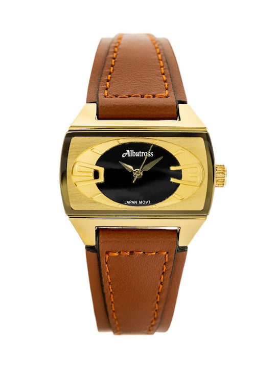 Watch with Brown Leather Strap