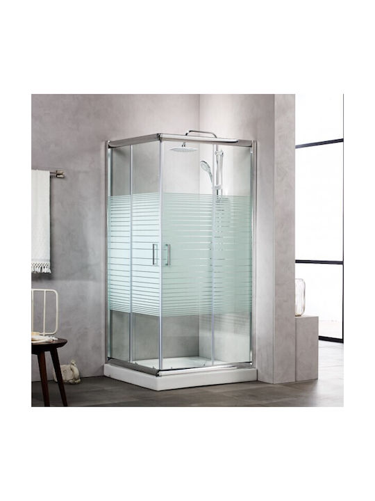 Tema Cabin for Shower with Sliding Door 70x70x180cm Serigrafato Chrome
