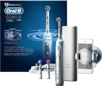 Oral-B Genius 8000 Ηλεκτρική Οδοντόβουρτσα με Χρονομετρητή, Αισθητήρα Πίεσης και Θήκη Ταξιδίου