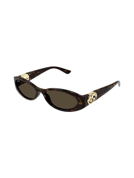 Gucci Women's Sunglasses with Brown Tartaruga Plastic Frame and Brown Lens GG1660S 002