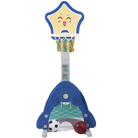 Coș de baschet și fotbal 2 în 1 din plastic, albastru, model Star Unqj43