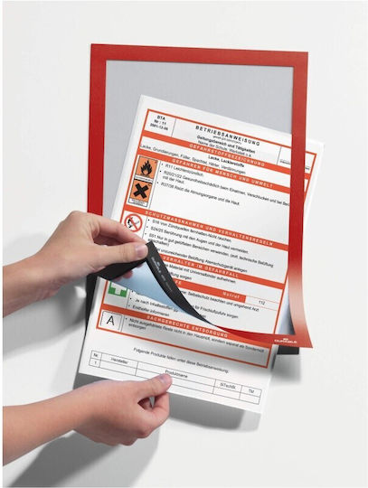 Durable Duraframe Magnetic Double-Sided Self-Adhesive Frame A4 Set of 2 Red