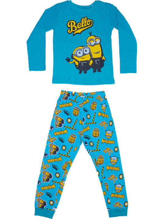 Disney Παιδική Πιτζάμα Χειμωνιάτικη Βαμβακερή Mint Minions